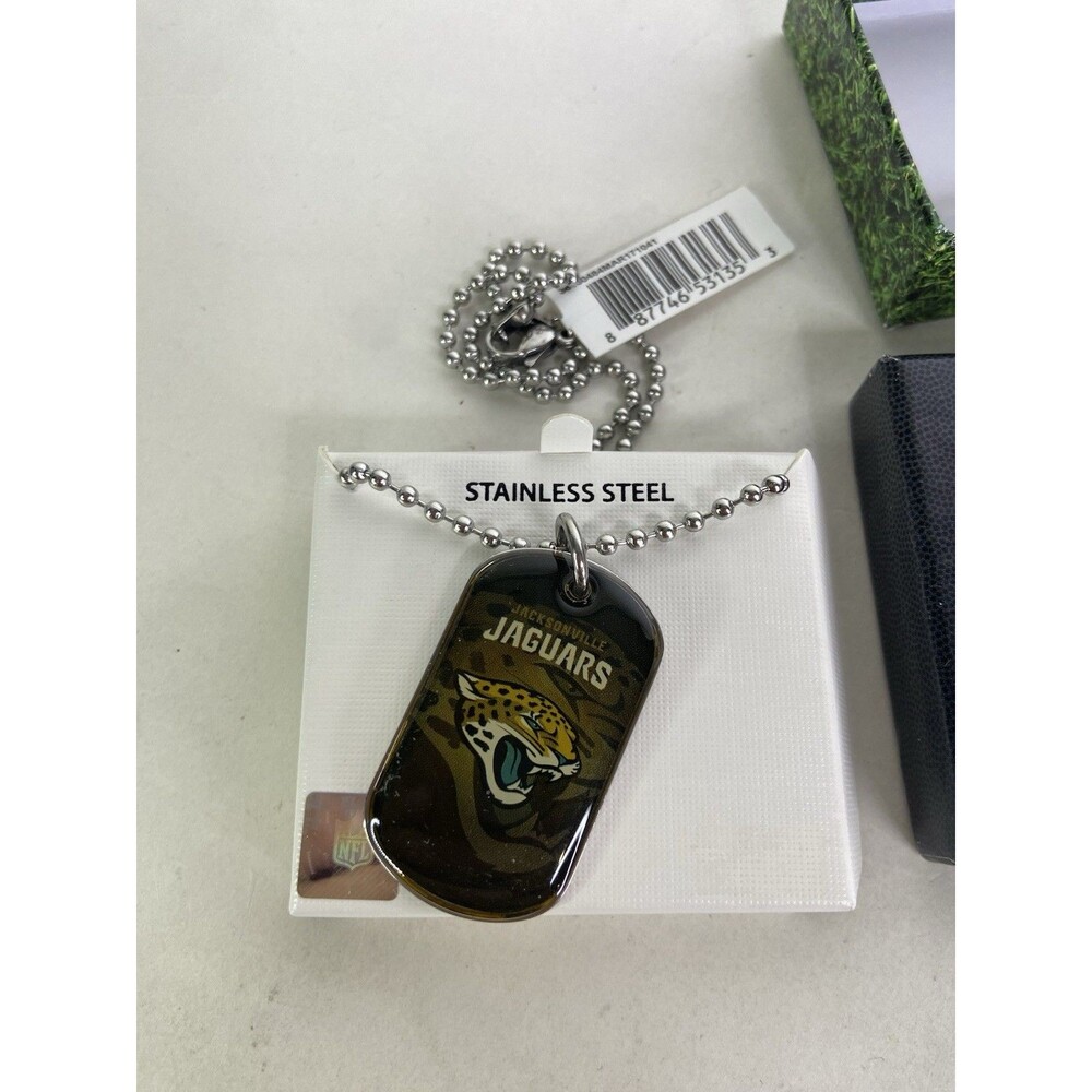 Jacksonville Jaguars Dog Tag Necklace Stainless Steel NFL Licensed with Gift Box